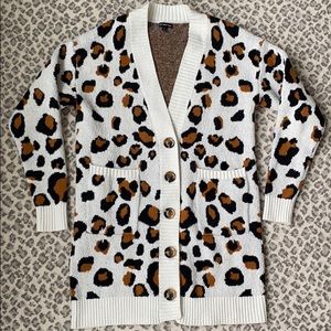 Who What Wear Leopard Tunic- length Cardigan S